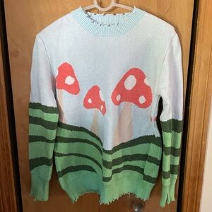 Miss Sparkling Mushroom Sweater Cottage Core size Small